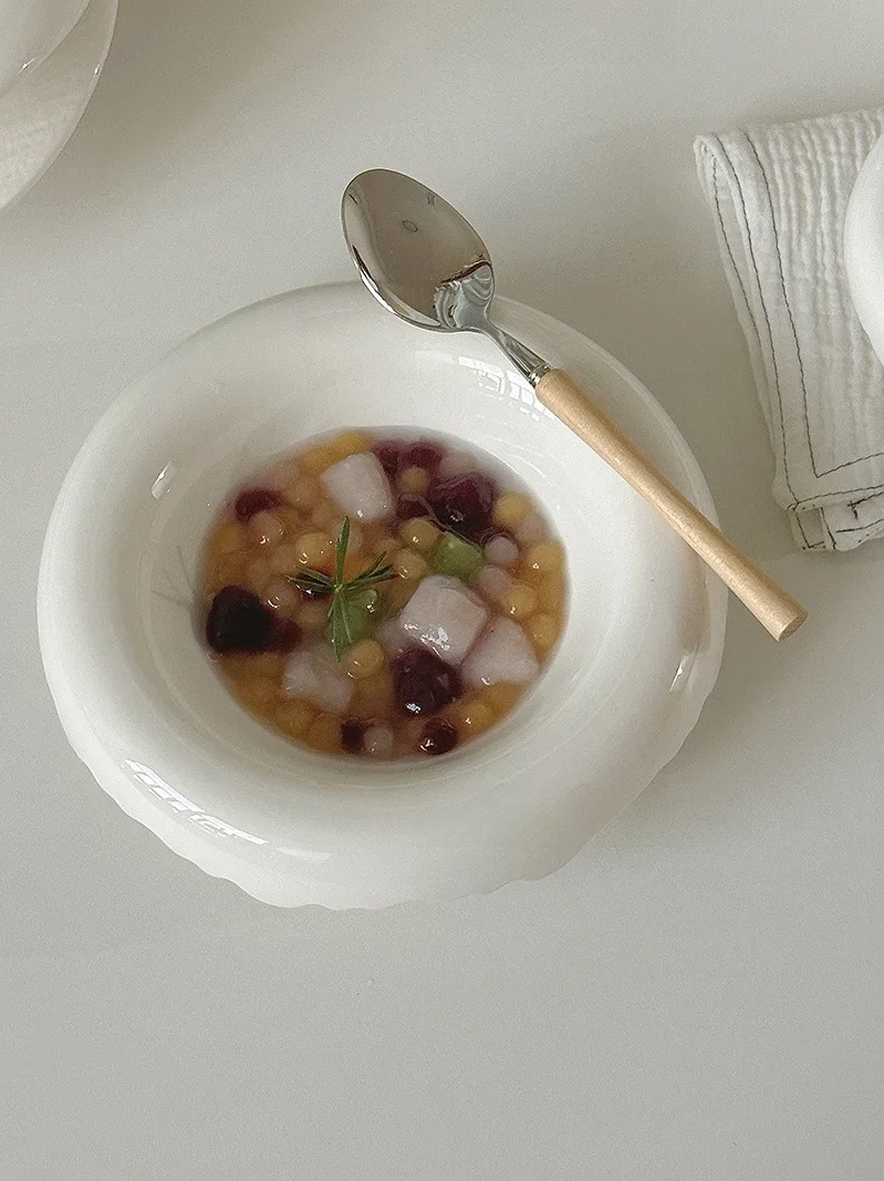 Simple West Di Pure White Restaurant Bowl Dert Salad Fruit Bowl High Sense Diware for Breakfast in Restaurant