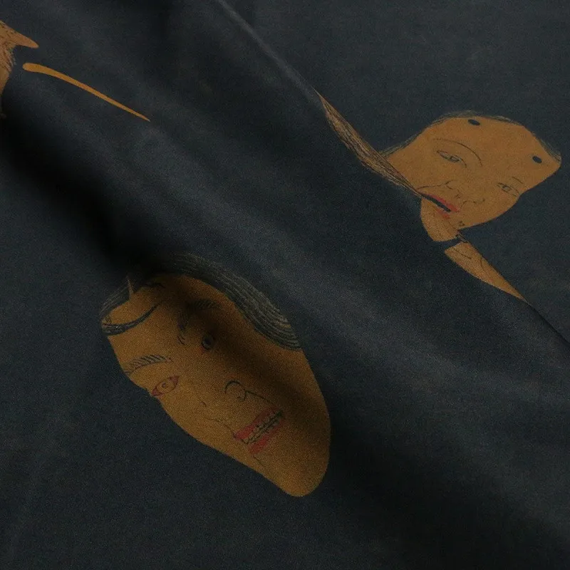 Heavyweight silk double-sided satin mask printing fragrant gauze ramie fabric clothing intangible cultural heritage designer