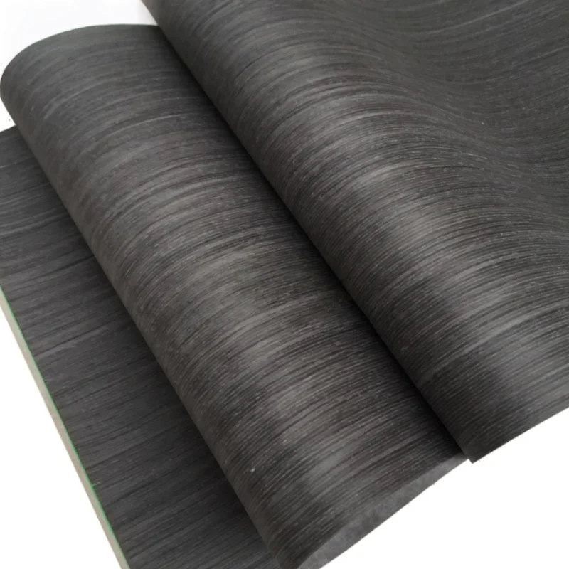 Technology Black Apricot Straight Pattern Wood Veneer for Funiture Speaker Thin Veneer Cabinet Door Panel L:2.5Metersx580x0.2mm