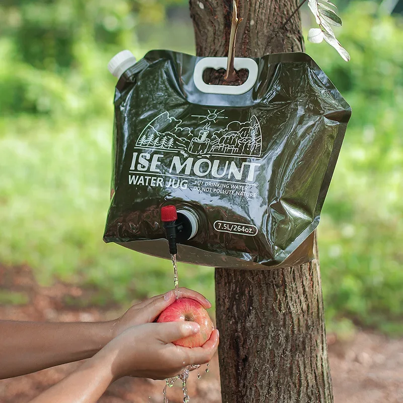 Outdoor 7.5L Portable Water Bag with Faucet PET Material Collapsible Water Container Bag Suitable for Camping Hiking Backpacks