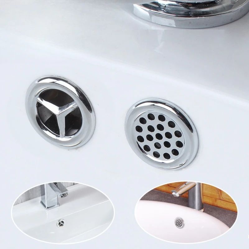1pcs Plastic Sink Hole Overflow Cover for Kitchen Bathroom Basin Trim Bath Drain Cap Sink Wash Basin Round Overflow Ring Plug