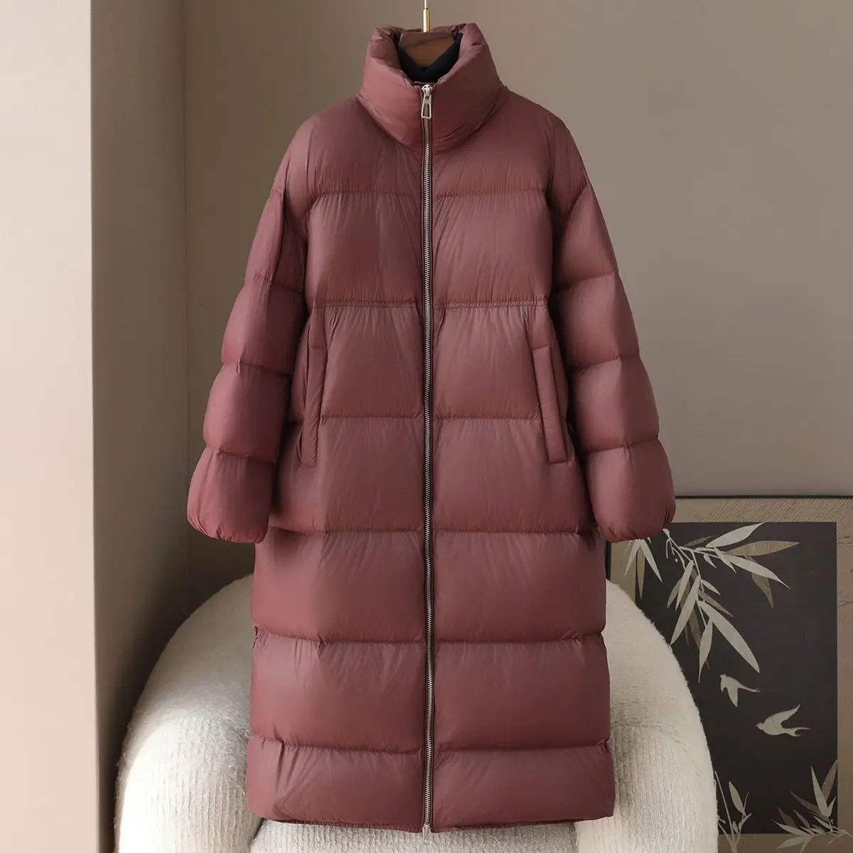 Veste en duvet de canard 90% de haute qualité pour femme, manteau résistant au froid, longueur aux genoux, nouvelle collection automne et hiver 2025