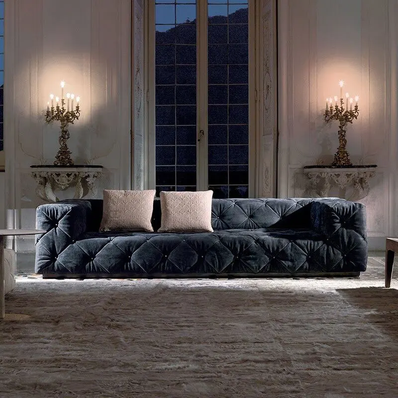 Italian style light luxury leather sofa three people modern furniture luxury simple modern