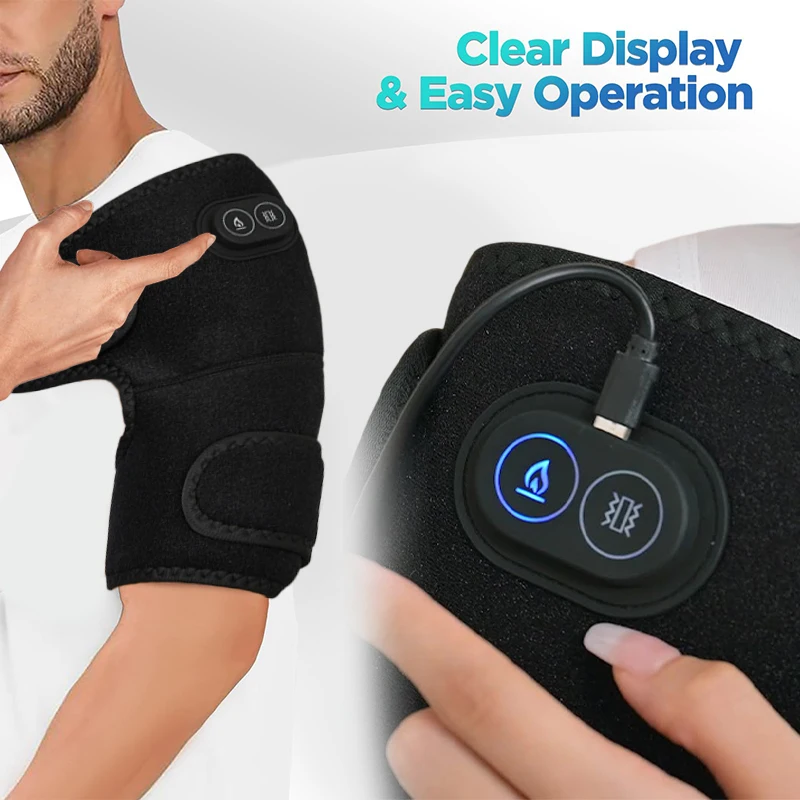 وسادة تدفئة الكتف المحمولة ومدلك، لفافة كتف اهتزاز التسخين، دعامة كتف لتخفيف الآلام، دعم الكفة الدوارة