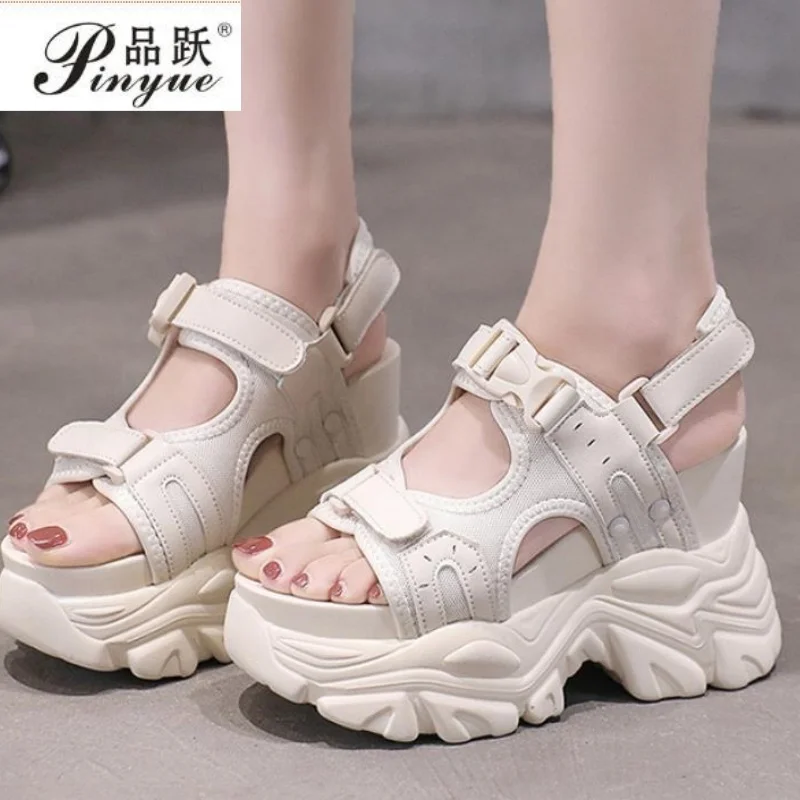 

10.5CM Women's Sandals Comfort Shoes Slippers Fashion Shoes Summer Open Toe Platform Wedge Super High Hidden Heels Sandals 34-39