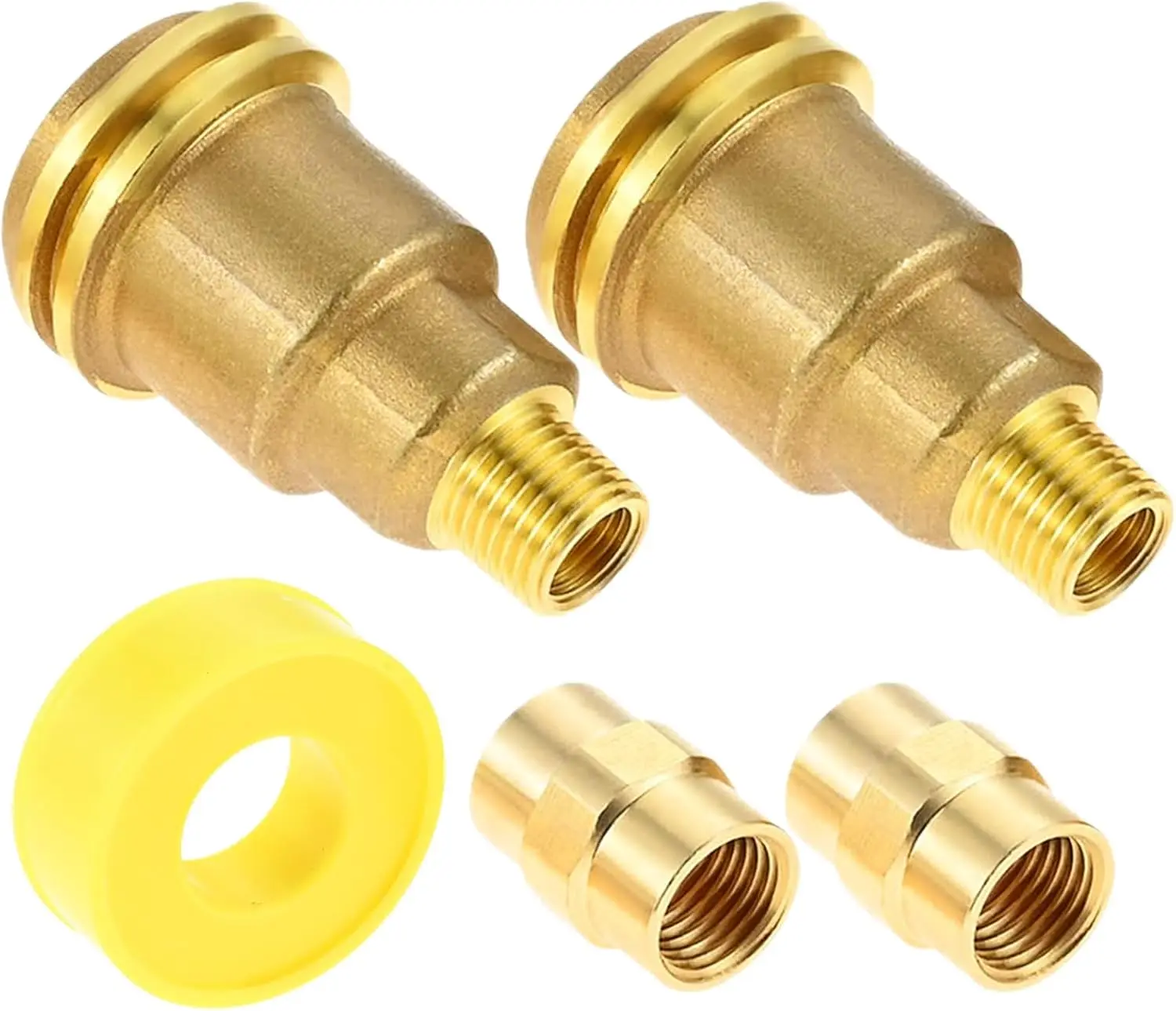 4PCS Propane Gas Brass Fitting Kit Include 2 QCC1 Male/POL Female To 1/4