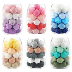Sunrony-Contas de Silicone Hexágono para Fazer Jóias, DIY Chupeta, Acessórios Cadeia, 14mm, 17mm, 20Pcs