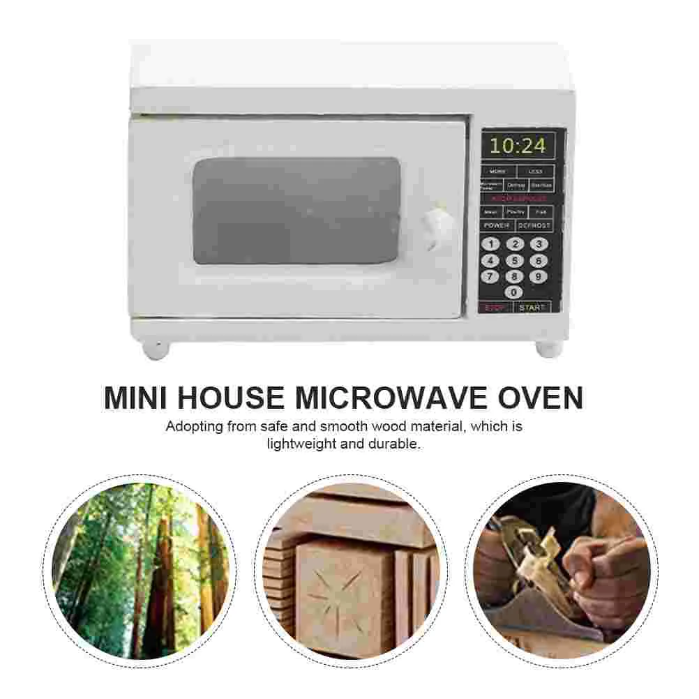 Microwave Oven Model Mini House Wooden Adornment Vintage Home Decor Miniature Supplies Toy Furniture Household