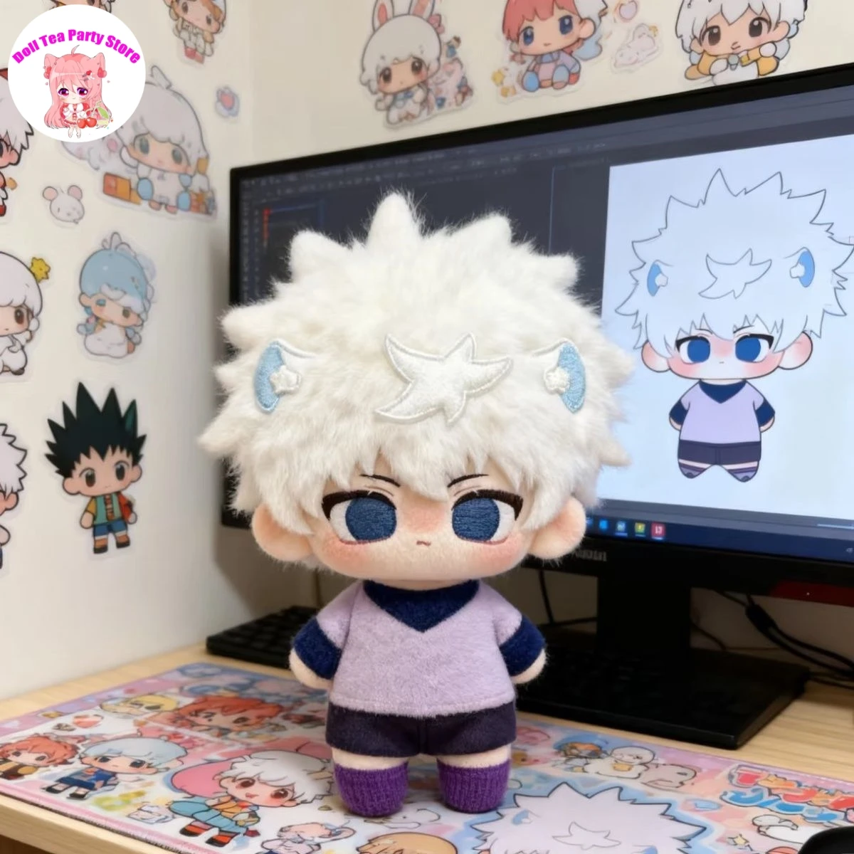 Anime Role Killua Zoldyck Attributes 10cm Plush Stuffed Doll Cosplay Cartoon Game Figure Toys Pendant Keychain Dolls Gift