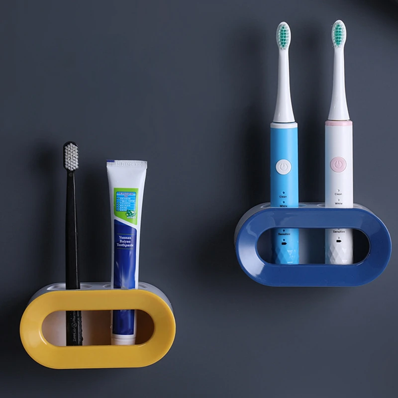 

Electric Toothbrush Holder Double Hole Self-adhesive Stand Rack Wall-Mounted Holder Storage Space Saving Bathroom Accessories