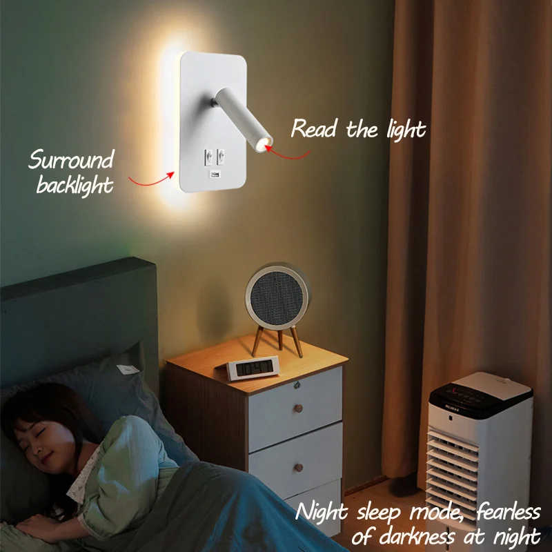 Draaibare Wandlamp Hotel Slaapkamer Bed Studie Lezen Schans Lampen Usb Opladen Nachtlampje Woonkamer Gang Gang Decor