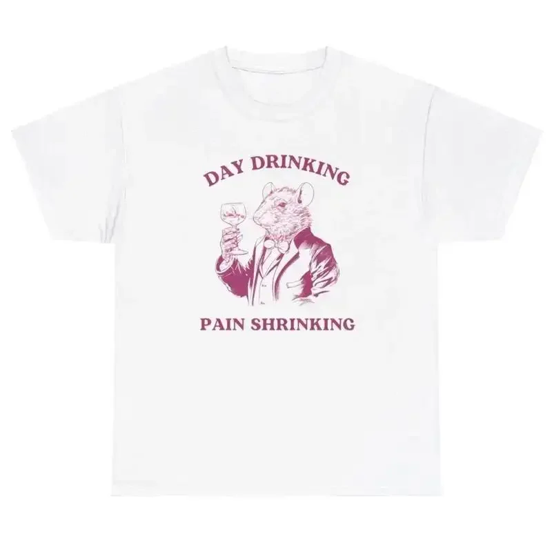 Day Drinking Pain Shrinking Mouse T Shirt Funny Sarcastic Alcohol Humor Tee