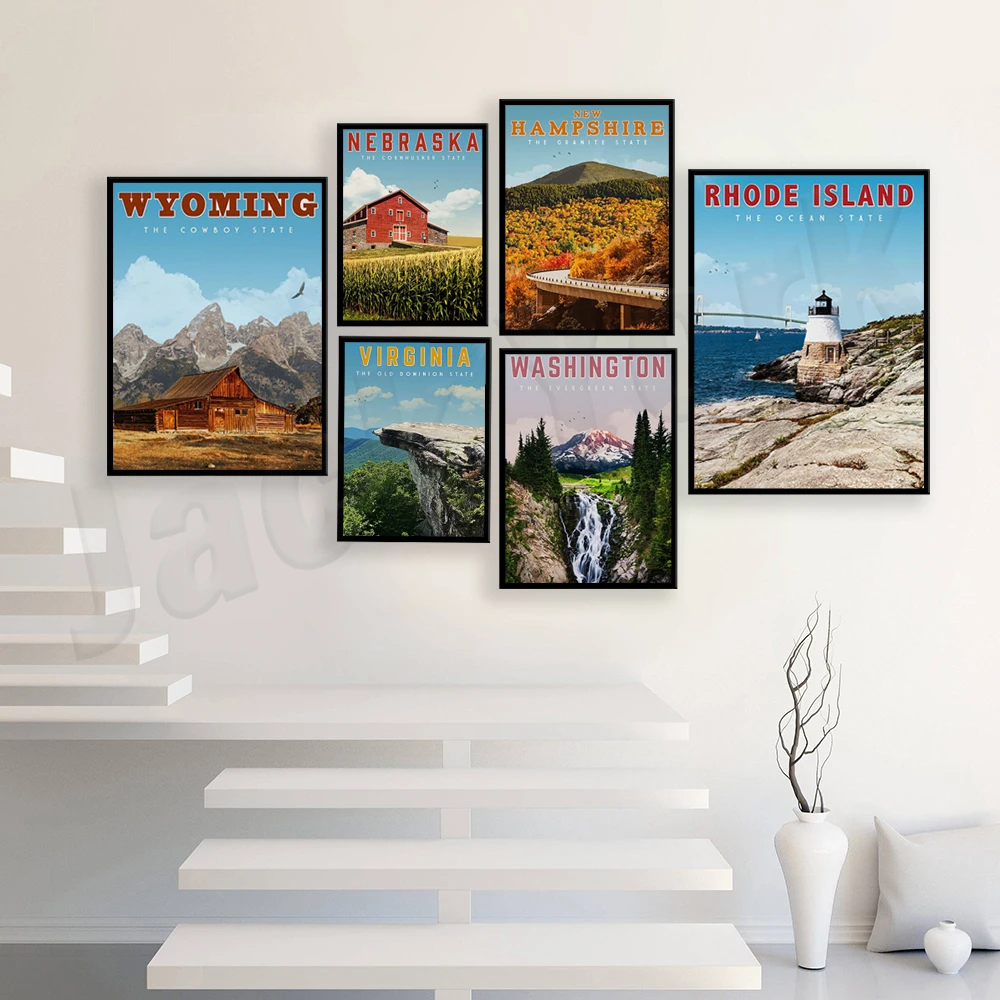 Mount Rainier، Theodore Roosevelt National Park، أوريغون، هاواي، ماين، مينيسوتا، نيو هامبشاير، ملصقات السفر لجزيرة رود #2