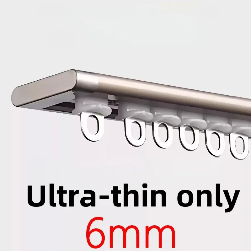6mm Ultra-Thin Curtain Track Single and Double Pole Curved Straight Rail Ceiling Side Mounted Silent Home Decoration Custom Size