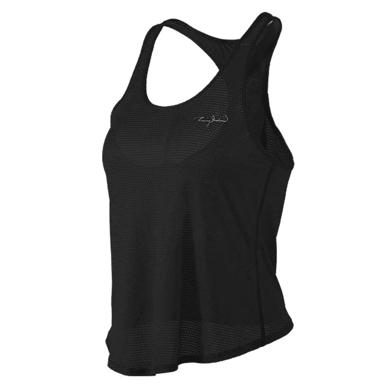 Women Summer Running Vest Sleeveless Quick Dry Breathable I Style Sport T-shirt Thin Yoga Fitness Top Mesh Solid Color