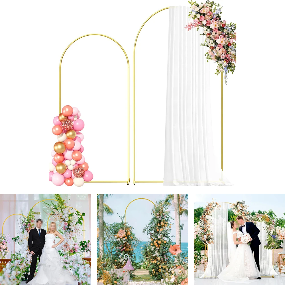 

3.9/4.9/5.9/7.2FT Metal Gold Arch Backdrop Stand Decorations Wedding Arch Backdrop Stand Birthday Party Bridal Shower Ceremony