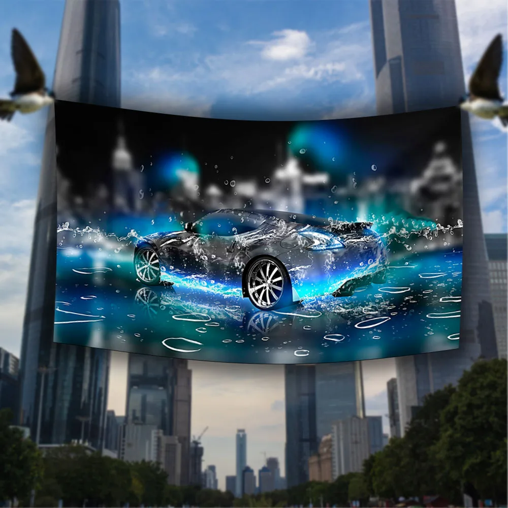 

Cool Style, Sense Of Technology, Raindrop Sports Car Decoration, Wall Tapestry Background, Polyester Material Bedroom