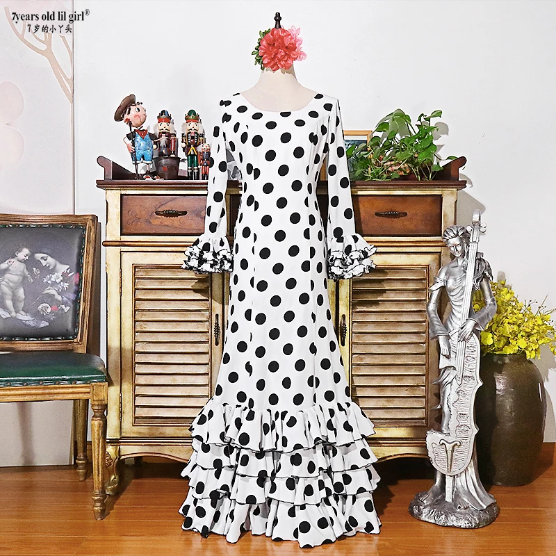 Vestido de dança flamenca feminino, saia prática, roupa espanhola, GG03