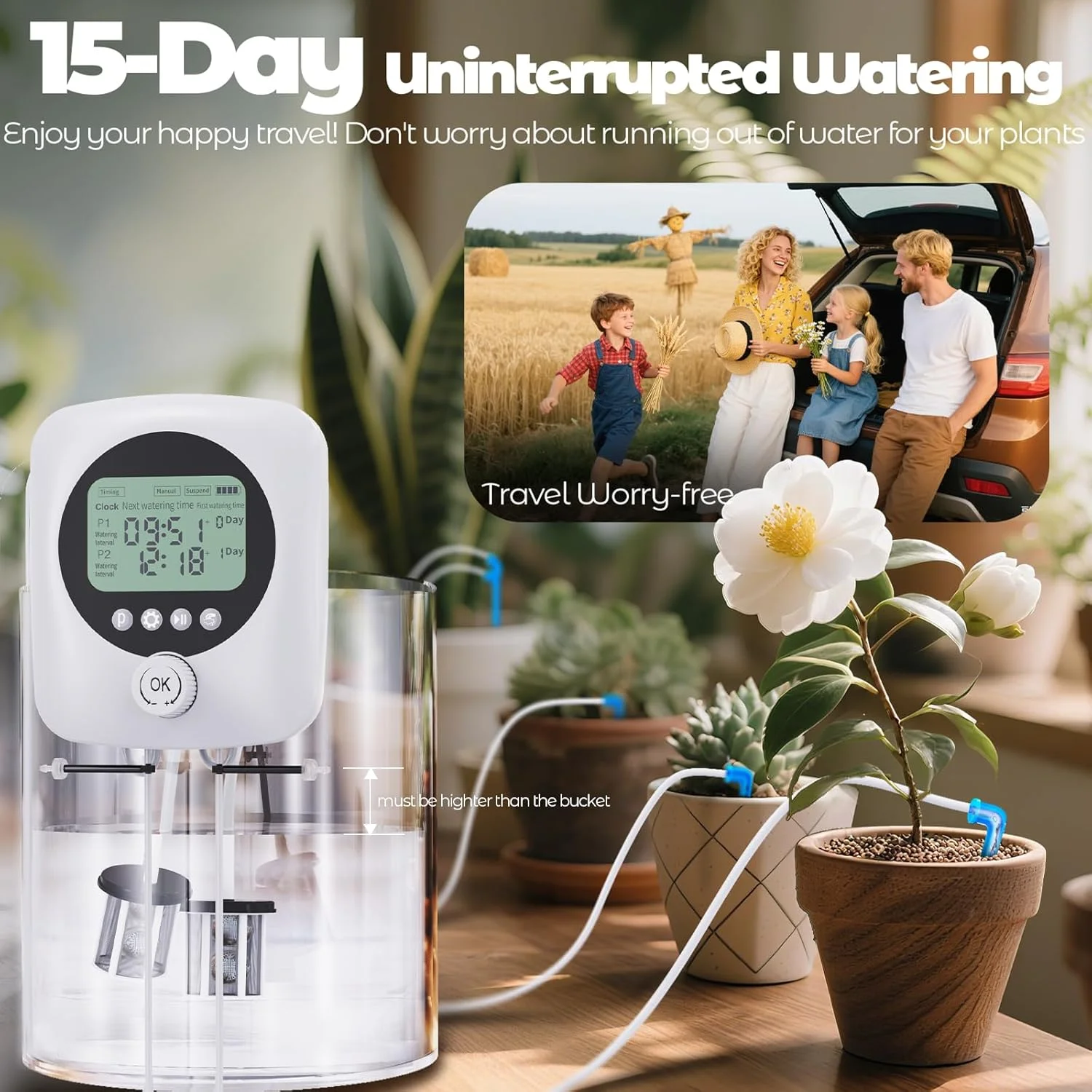 Potted Plants Waterer 30 Potted Plants 98 Feet Dual Pumps Digital Timer Automatic Drip System For Indoor Home Garden
