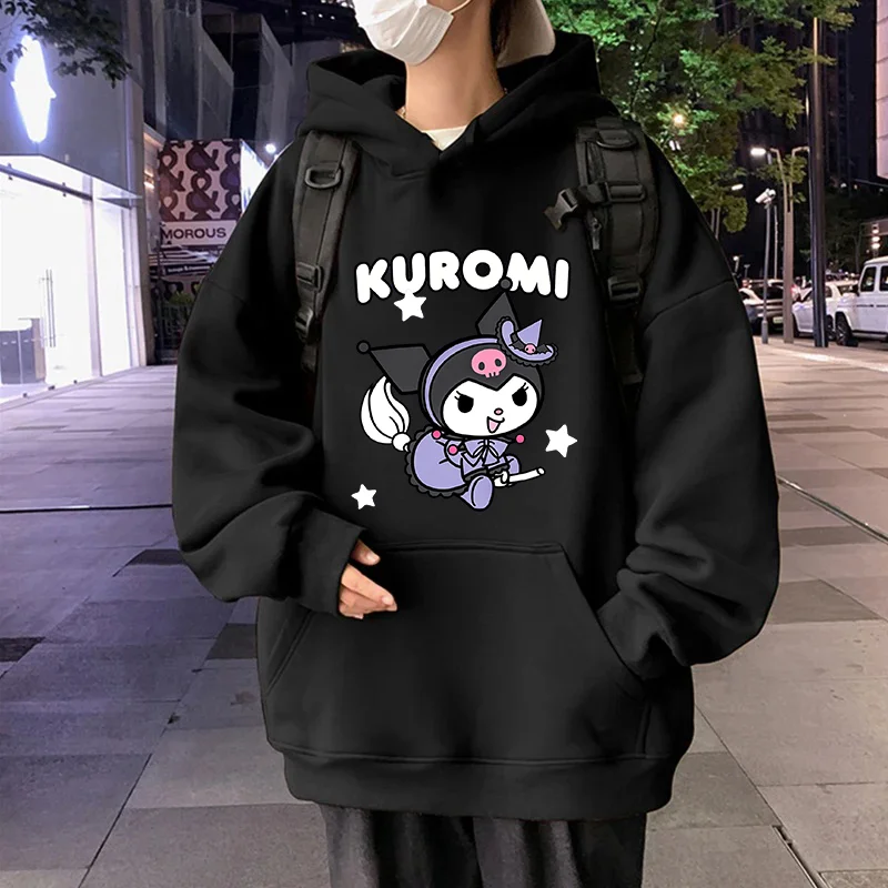 

Kawaii Kuromi casual cute print unisex hoodie spring and autumn Sanrio cartoon casual sports street print hoodie