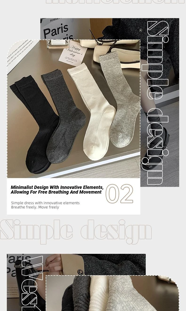 Damenmode-Socken, koreanische einfarbige, gestreifte Wadensocken, schlicht, für Frühling und Sommer, atmungsaktiv, bequem, Stapelsocken, mittelgroß bis klein – Detail 20