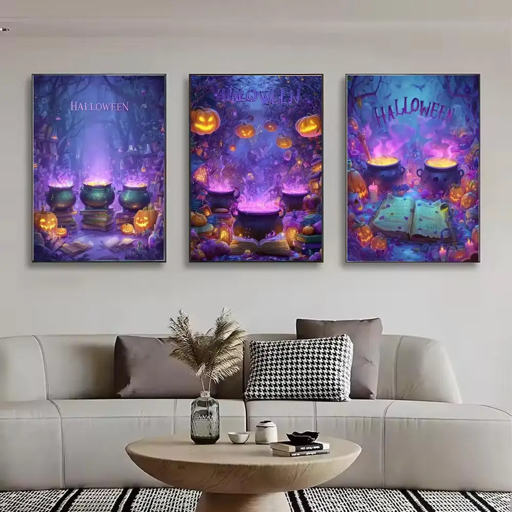 Halloween Arcane Incantations Painting Calligraphy Canvas Poster Wall Art for Bedroom Living Room Home Decor Gift