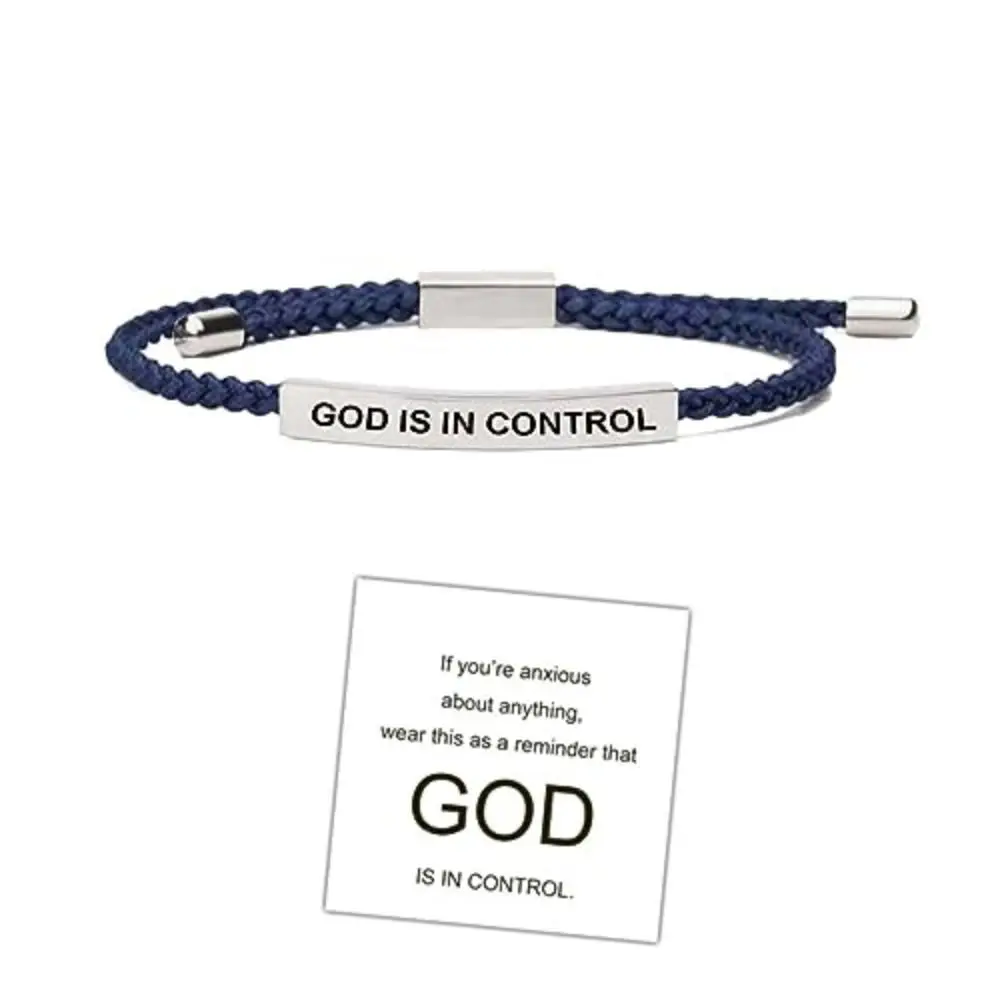 GOD IS IN CONTROL Tube Bracelet Adjustable Stretchable Couple Bracelet Gold Rose Gold Braided Bracelet