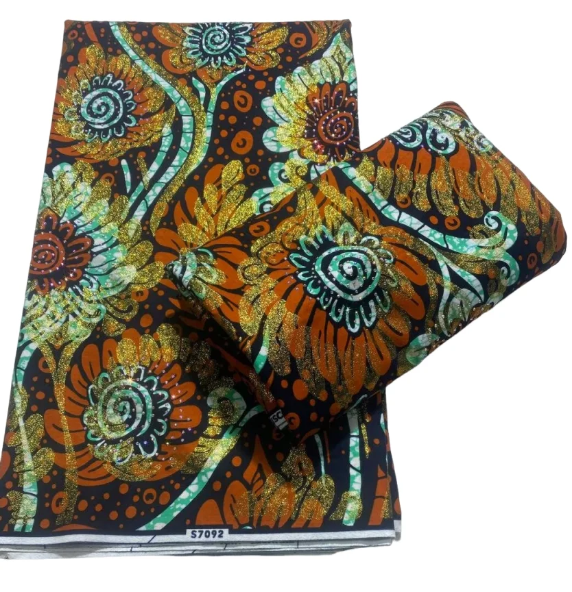

100% Cotton African Gold Powder With Stone Wax Fabric Fashion Print Wax Ankara Fabric Ghana Nigeria Style Pagne Sewing Material