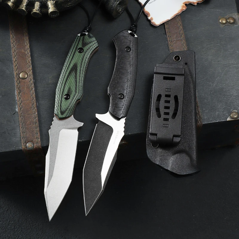 DC53 Steel Fixed-Blade Knife, Outdoor Camping and Hunting Knife, G10 Non-Slip Handle, Ideal for Hiking, Camping, and Fishing, and Also Suitable as an Everyday Carry (EDC) Tool