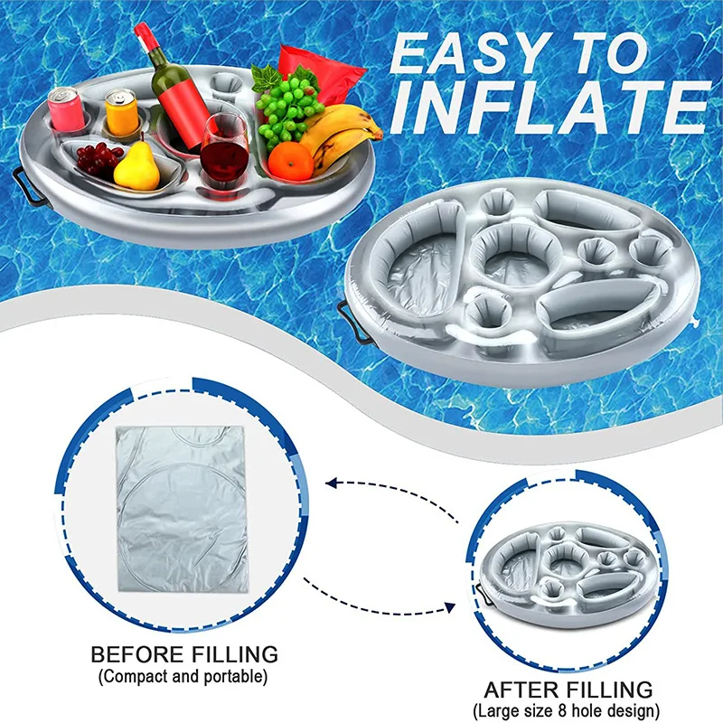 インフレータブルプールパーティーバケット、ドリンククーラー、ワインカップホルダー、フロートビールテーブル、ビーチスイミンバートレイ、夏
