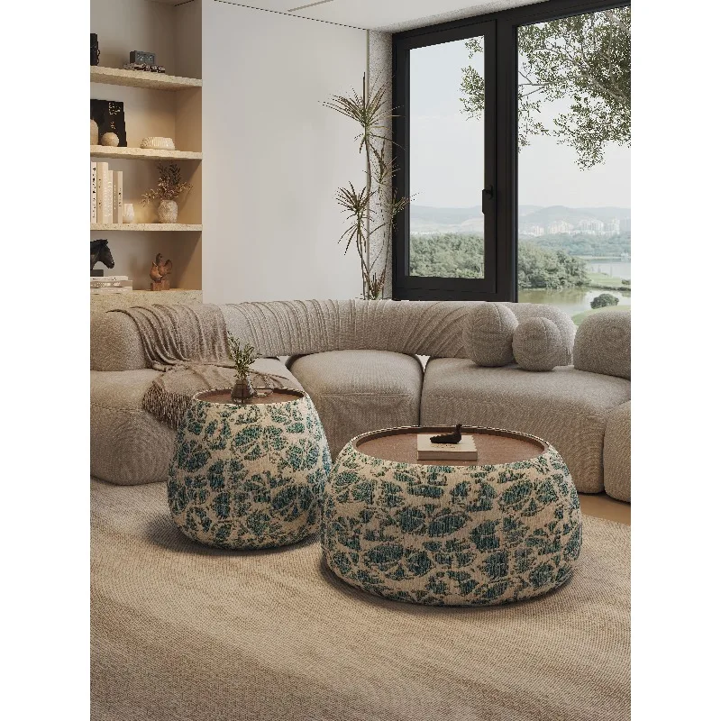 Round coffee table living room household light luxury high-end designer small apartment storage storage combination minimalist
