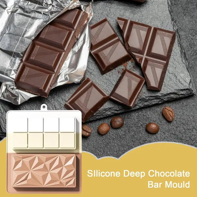 Chocolate Bar Mold Thick Candy Bar Mold Wax Melt Mold Deep Large Thick Silicone Chocolate Bar Molds for Chocolate Energy