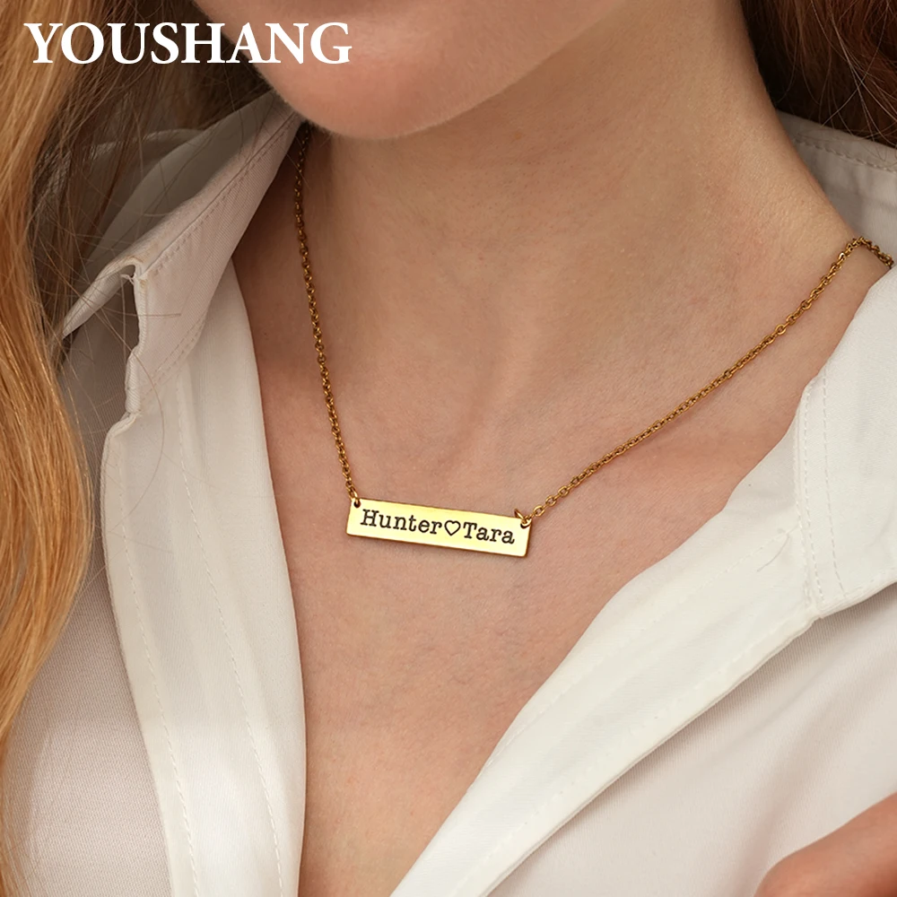 

Custom Name Necklace Stainless Steel Personalized Engraved Bar Pendant Elegant Jewelry Gift for Ladies Anniversary Birthday