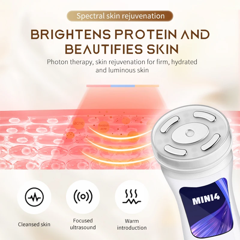 Mini máquina de elevação hifu ems, quente, ultrassônica, massagem facial e ocular, aperto da pele, hidroterapia doméstica, equipamento de beleza