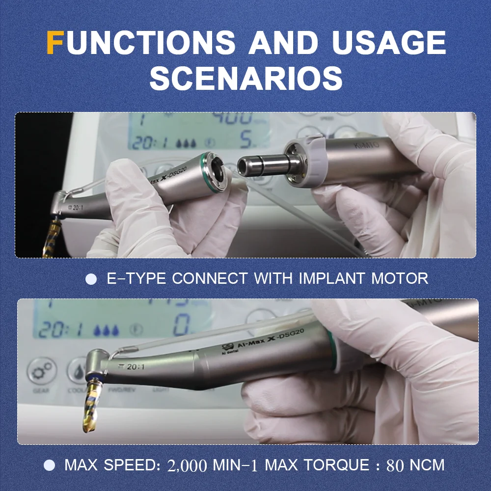 AI-X-DSG20 non-optic 20:1 łatwy do demontażu i czyszczenia głowy chirurgia stomatologiczna Implant rękojeść chłodzenie zewnętrzne i wewnętrzne