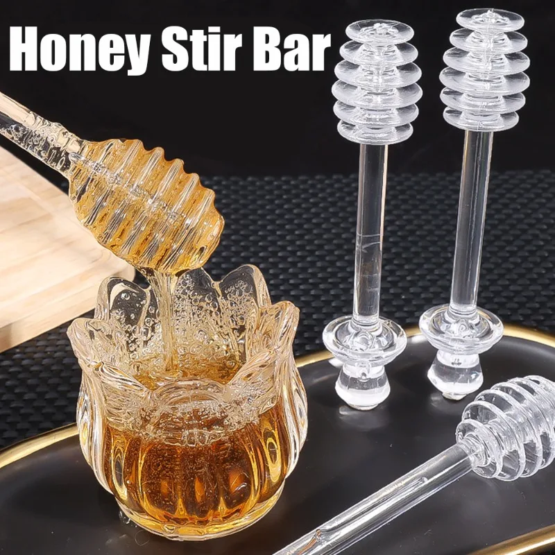 Transparent Honey Stirring Bar Long Handle Jar Spoon Plastic Dipper Honey Milk Tea Stick Supply High Quality Kitchen Honey Tool