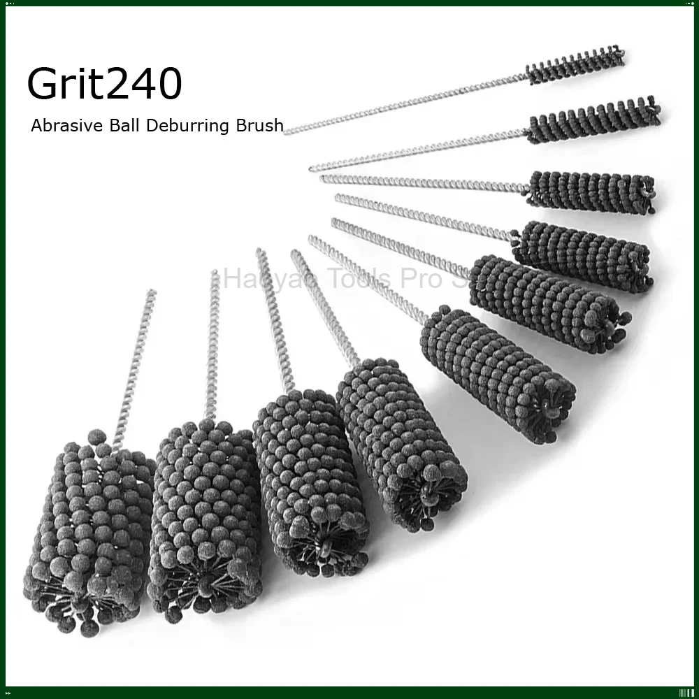 1pcs Grit 240 Flexible Cylinder Honing Abrasive Ball Polishing Brushes Φ4-110mm for Steel Stainless Steel Cast Iron Deburring
