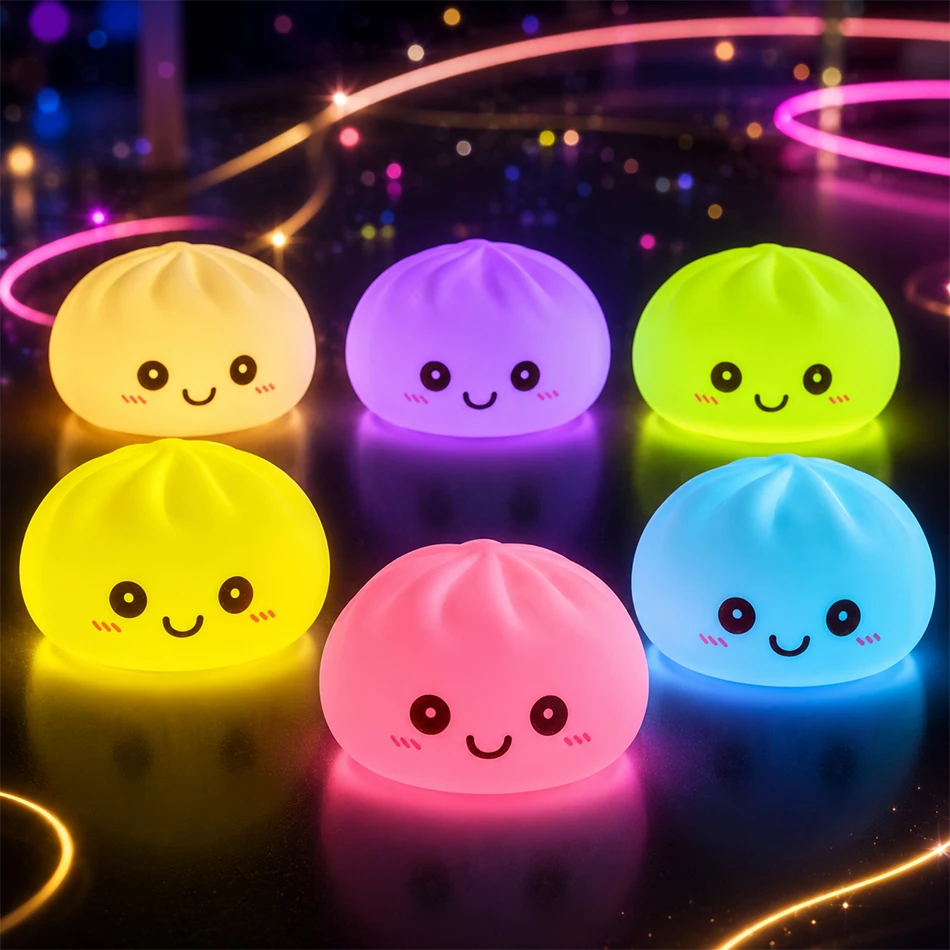 

New Dumpling Night Lights Glowing Dumplings Desktop Ornament Cute Glowing Dumpling Steamer Box Kawaii Dumpling Lights Gifts
