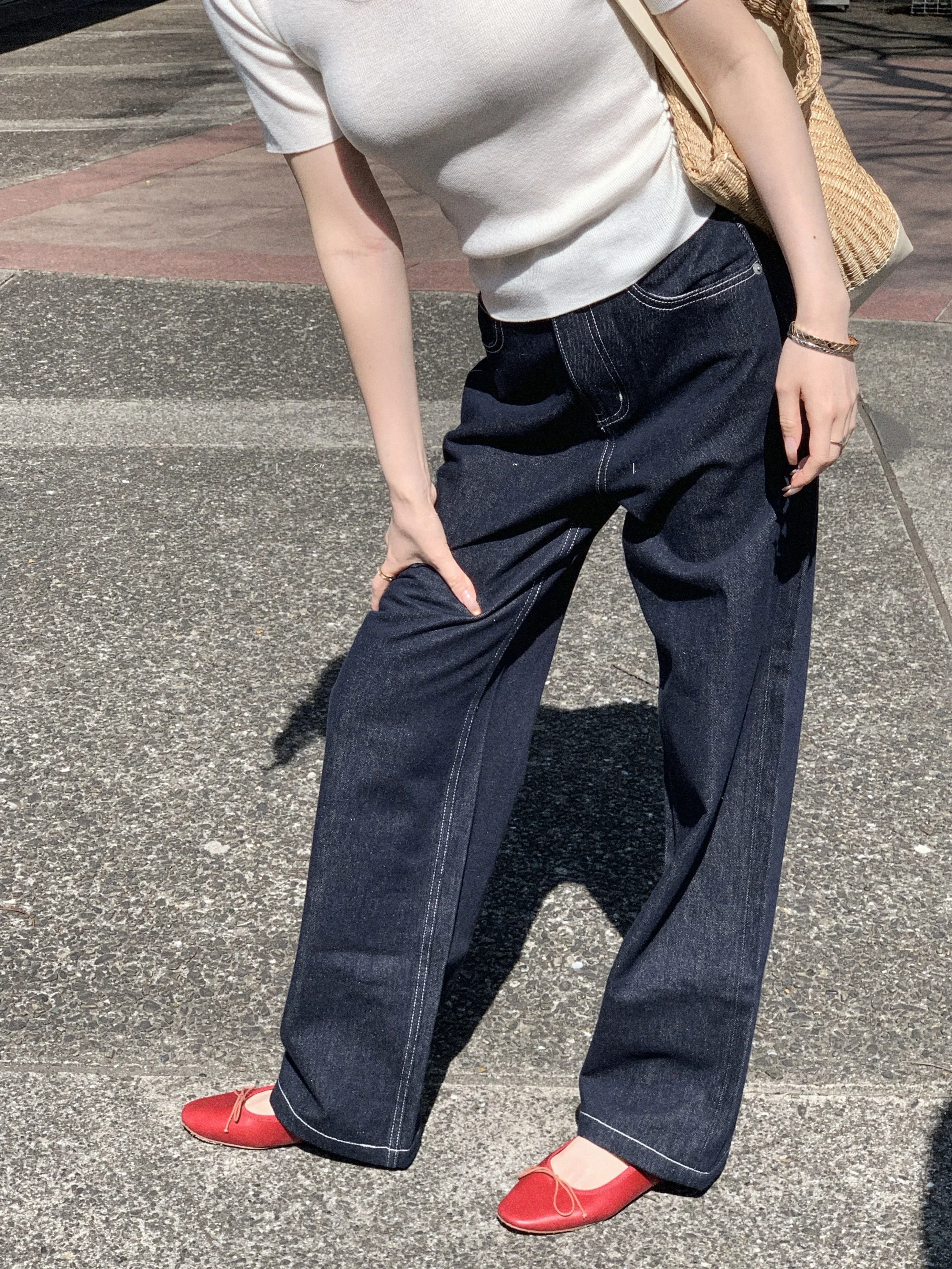 

CSK Cupid High-End Original Cow God Pants Casual Han Flax Indigo Straight Leg Women's Jeans Versatile Summer Non-Fading Cotton