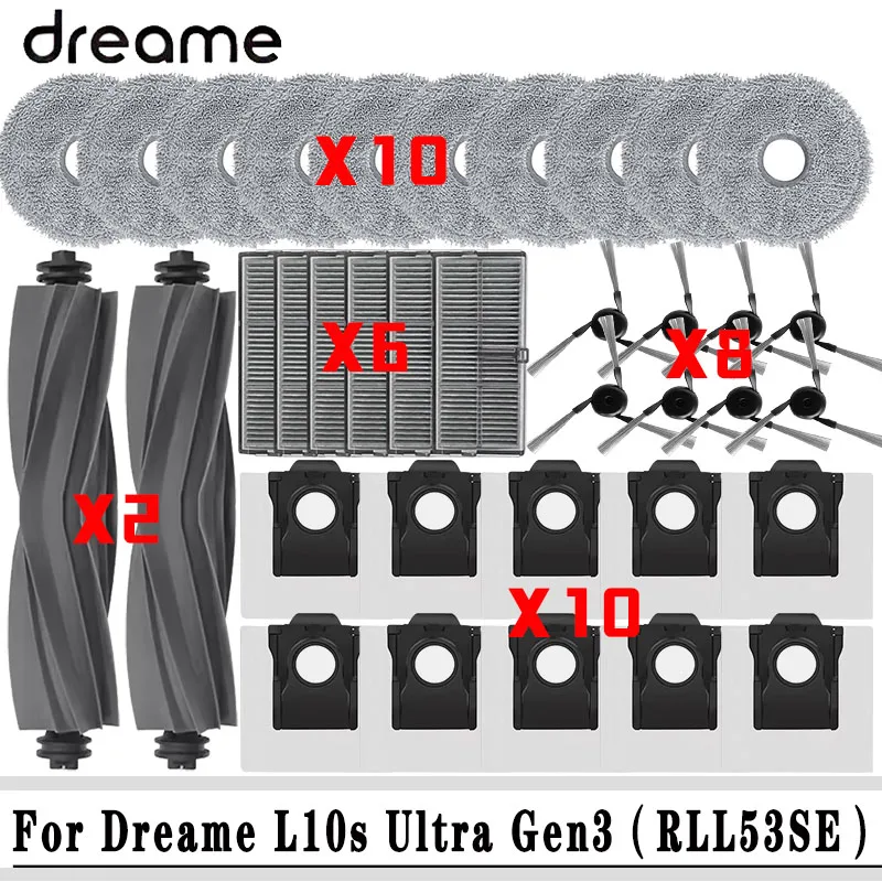 For Dreame L10s Ultra Gen 3 Gen3 / RLL53SE Replacement Parts Accessories Main Side Brush Filter Mop Pad Dust Bag