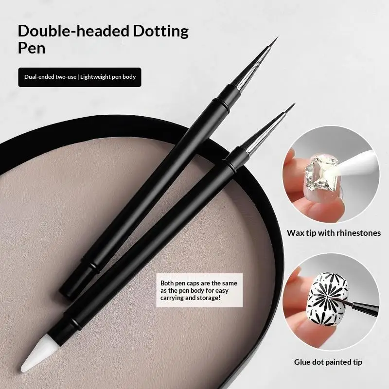 1Pcs Dual Head Nail Art Silicone Brush Plastic Drill Pen Easy Operation for Nail Rhinestone Gluing Gel Carving Salon Use