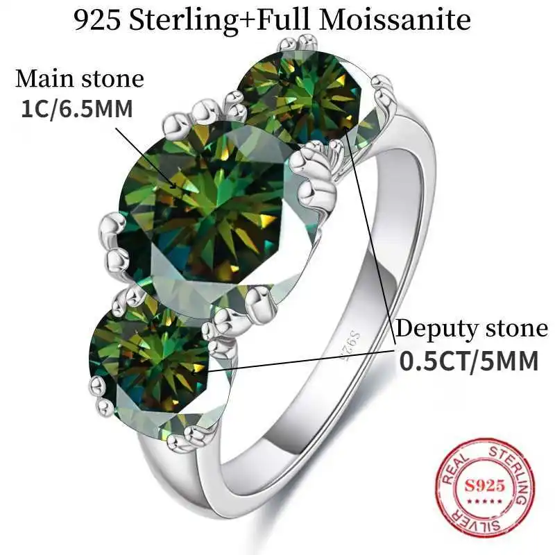 SACE GEMS cincin berlian untuk wanita, cincin soliter berlian Lab VVS1 Moissanite 2CT bersertifikat untuk wanita