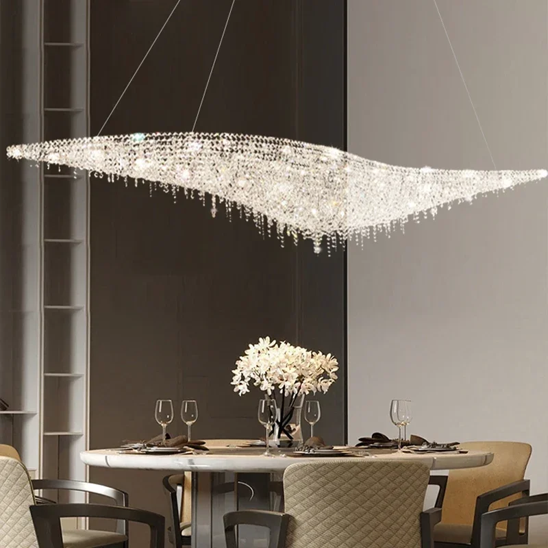 Crystal Bead Pendant Lights Post-modern Chrome Lighting Fixture Hanging Lamp for Ceiling LED Lustre Home Decor lamparas