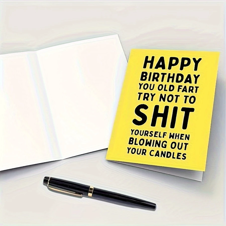 بطاقات عيد ميلاد مضحكة للرجال ، أشياء غير عادية مع الأعجوبة ، الأخ ، الجد ، الأب ، الوقح ، 1 * *