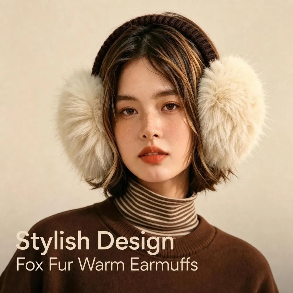 Soft Extra Large Foldable Earmuffs Adjustable Soft Lining Faux Fur Earmuffs Knit Headband Earmuffs Outdoor Use