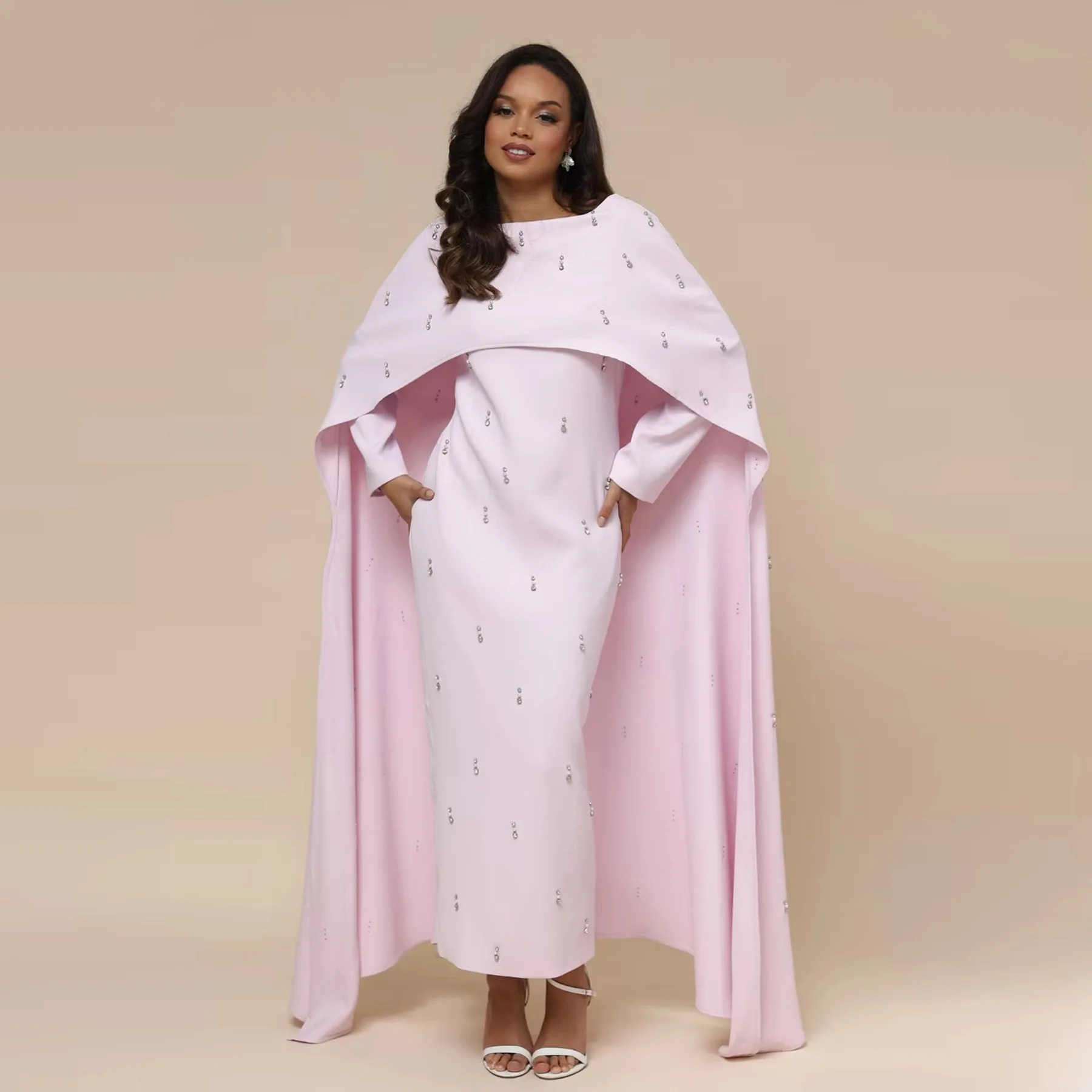 

Eid Djellaba Muslim Sets for Women Diamonds Long Dress Cape Kebaya Islam Jalabiya Caftan Marocain Femme Robe Turkey Kaftan Gown