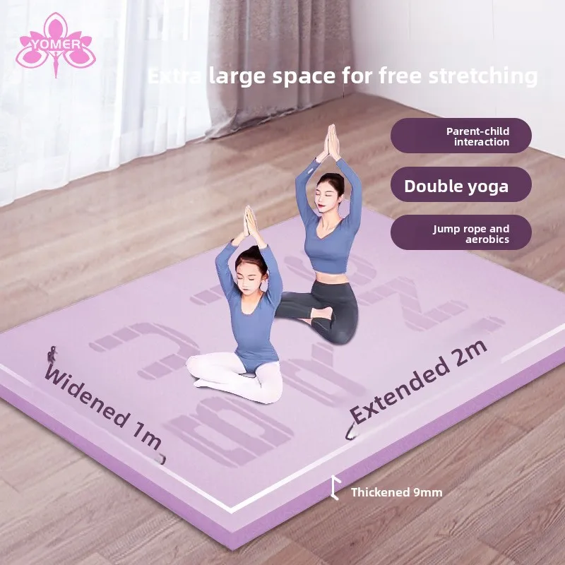 Extra Large Yoga Mat Double Person Two Meter Jump Rope Non Slip Shock Absorption Cushioned Yoga Mat Thick Gym Mat Yoga Mat