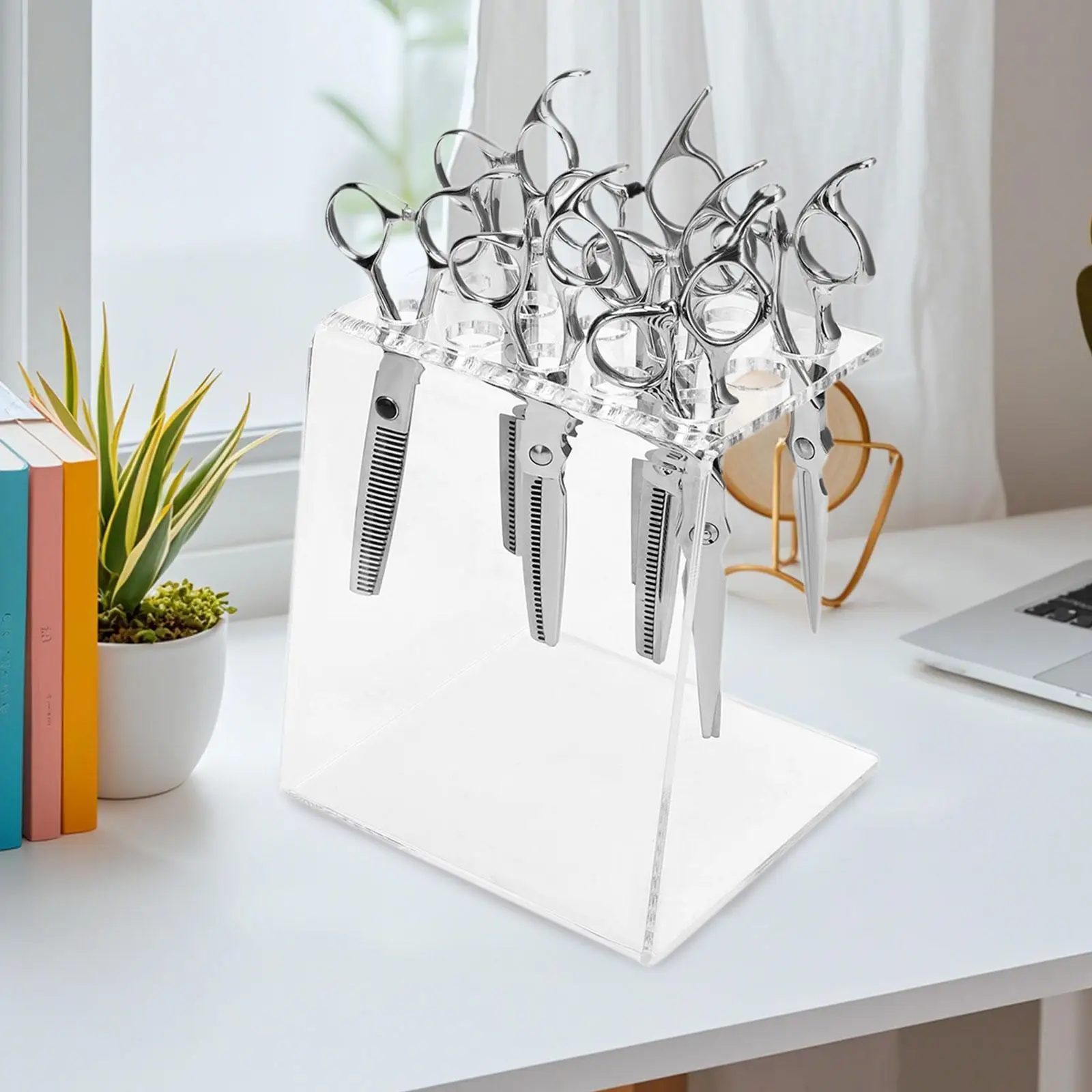 Salon Scissors Holder Rack Clear Acrylic Organizer Stand for Hairdresser Shear Tools Stylist Desktop Storage Rack