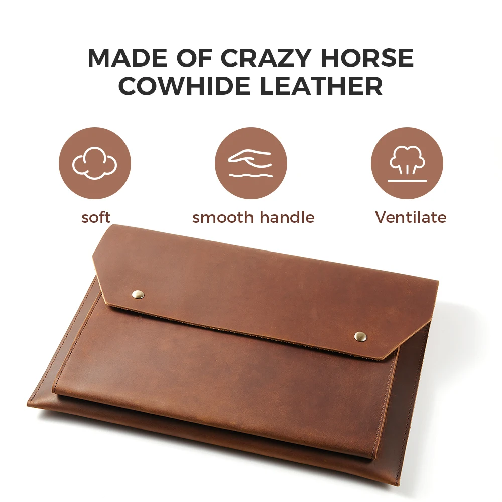 TOMOCOMO Vintage Crazy Horse Real Leather Male Tablet Sleeve Case For Macbook Pro 13.3\'\' 14.2\'\' 16.2\'\' Bussiness Laptop Case