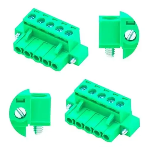 10Pcs 5.08mm Pitch 5 Pin Terminal Block Connector Green PCB Screw Plug Phoenix Type 5P Male Female Wire Block with Screw Flanges